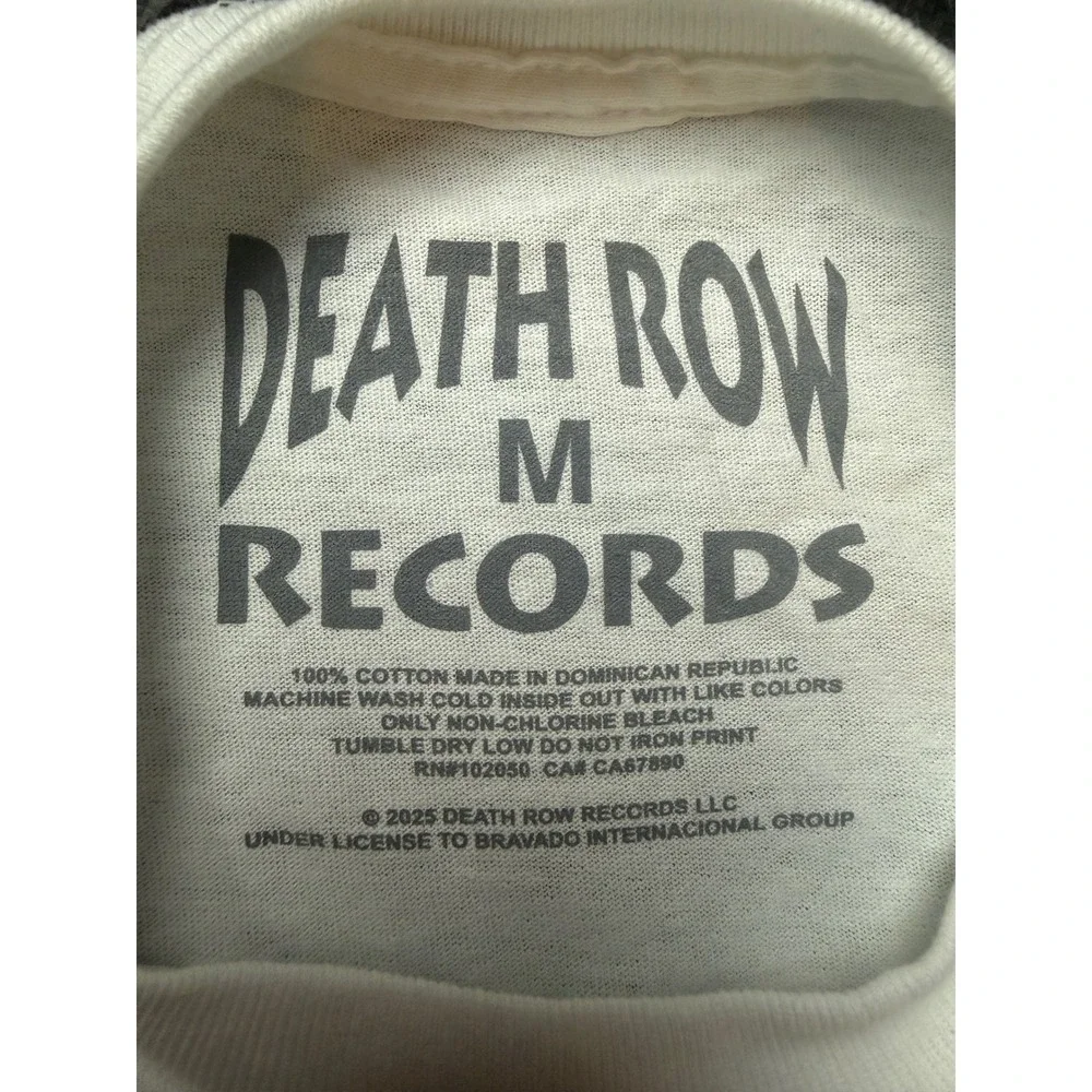 Death Row Records Mens White Graphic T-Shirt Electric Chair Logo Size M Hip Hop - Picture 5 of 6